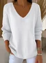 Women's Long Sleeve T-shirt Spring/Fall Orange Plain Printing V Neck Daily Going Out Casual Top