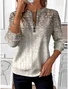 Women's Ethnic Gradient Pattern Long Sleeve Center Front Zipper Casual Sweatshirt Regular Top