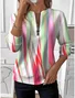 Women's Line Art Graphic Long Sleeve Center Front Zip Casual Sweatshirt Regular Top
