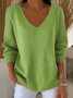 Women's Long Sleeve T-shirt Spring/Fall Orange Plain Printing V Neck Daily Going Out Casual Top