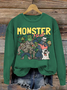 Women's Monster Mashup - Retro Ghost Halloween Sweatshirt
