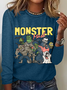 Women's Monster Mashup - Vintage Ghost Halloween Long Sleeve T-Shirt