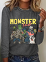 Women's Monster Mashup - Vintage Ghost Halloween Long Sleeve T-Shirt