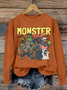 Women's Monster Mashup - Retro Ghost Halloween Sweatshirt