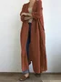 Street Linen Plain Autumn New Casual Long-sleeved Shirt Dress Versatile Long Windbreaker Jacket