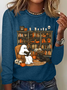 Women's Vintage Ghost Reading Halloween Librarian, Teacher Long Sleeve T-Shirt
