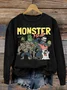 Women's Monster Mashup - Retro Ghost Halloween Sweatshirt