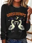 Women's long-sleeved Funny Goose Bumps Halloween, Retro Goose Pumps T-shirt