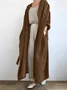 Street Linen Plain Autumn New Casual Long-sleeved Shirt Dress Versatile Long Windbreaker Jacket