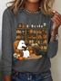 Women's Vintage Ghost Reading Halloween Librarian, Teacher Long Sleeve T-Shirt