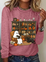 Women's Vintage Ghost Reading Halloween Librarian, Teacher Long Sleeve T-Shirt