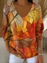 Casual Plants V Neck Sweater