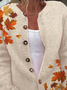Women's Thanksgiving Pumpkin Maple Leaf Knit Cardigan