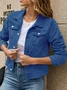 Urban Stand Collar Regular Fit Trendy Lapel Pocket Single-breasted Short Denim Jacket