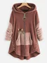 Loose Casual Solid Color Plush Hooded Sweatshirt