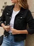 Urban Stand Collar Regular Fit Trendy Lapel Pocket Single-breasted Short Denim Jacket
