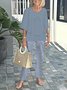 Bell Sleeve Crew Neck Casual Loose Two-Piece Set