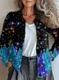Women's Cardigan Christmas Pattern Button V Crew Neck Sweater Jacket