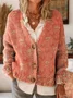 Retro Ethnic Pattern Art Print Button-Front V-Neck Cardigan Sweater