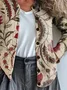 Crew Neck Vintage Printing Cardigan
