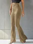 Women's  Elastic Waist H-Line Flare Pants Daily Going Out Pants Gray Casual Split Joint Plain Spring/Fall Pants