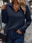 Mock Neck Simple Solid Color Pleated Zip-up Collar Sweatshirt