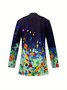 Women's Elegant Lightweight Cardigan Gradient Pattern Vintage Print Long Sleeve Jacket