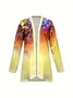 Women's Elegant Lightweight Cardigan Gradient Pattern Vintage Print Long Sleeve Jacket