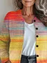 Regular Fit Casual Printing Crew Neck Cardigan