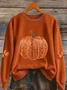 Women's Halloween Autumn Maple Leaf Pumpkin Round Neck Long Sleeve Sweatshirt
