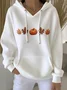 Women's Halloween Autumn Maple Leaf Pumpkin Long Sleeve Hooded Sweatshirt