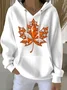 Women's Fall Maple Leaf Long Sleeve Hooded Sweatshirt