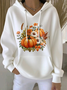 Women's Halloween Autumn Floral Pumpkin Long Sleeve Hooded Sweatshirt