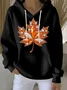 Women's Fall Maple Leaf Long Sleeve Hooded Sweatshirt