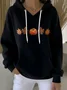 Women's Halloween Autumn Maple Leaf Pumpkin Long Sleeve Hooded Sweatshirt