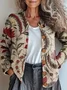 Peasant Loose Crew Neck Knitted Cardigan