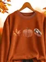 Women's Halloween Autumn Maple Leaf Pumpkin Round Neck Long Sleeve Sweatshirt