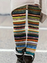 Abstract Stripes Tight Jersey Casual Leggings