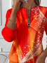 Women's Abstract Print Casual Zipper Long Sleeve Sweatshirt