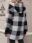 Plaid Urban Pocket Stitching Hooded Jacket