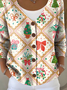Casual Crew Neck Christmas Loose Cardigan
