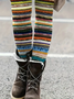 Abstract Stripes Tight Jersey Casual Leggings