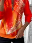 Women's Abstract Print Casual Zipper Long Sleeve Sweatshirt