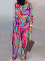 Women's H-Line Shirt Mock Neck Daily Going Out Casual Split Joint Plain Summer Long Jumpsuit Romper