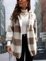 Plaid Urban Pocket Stitching Hooded Jacket