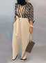 Women's H-Line Shirt Mock Neck Daily Going Out Casual Split Joint Plain Summer Long Jumpsuit Romper
