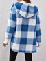 Plaid Urban Pocket Stitching Hooded Jacket