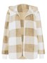 Plaid Urban Pocket Stitching Hooded Jacket