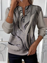 Women's Abstract Print Casual Zipper Long Sleeve Sweatshirt