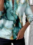 Women's Abstract Print Casual Zipper Long Sleeve Sweatshirt